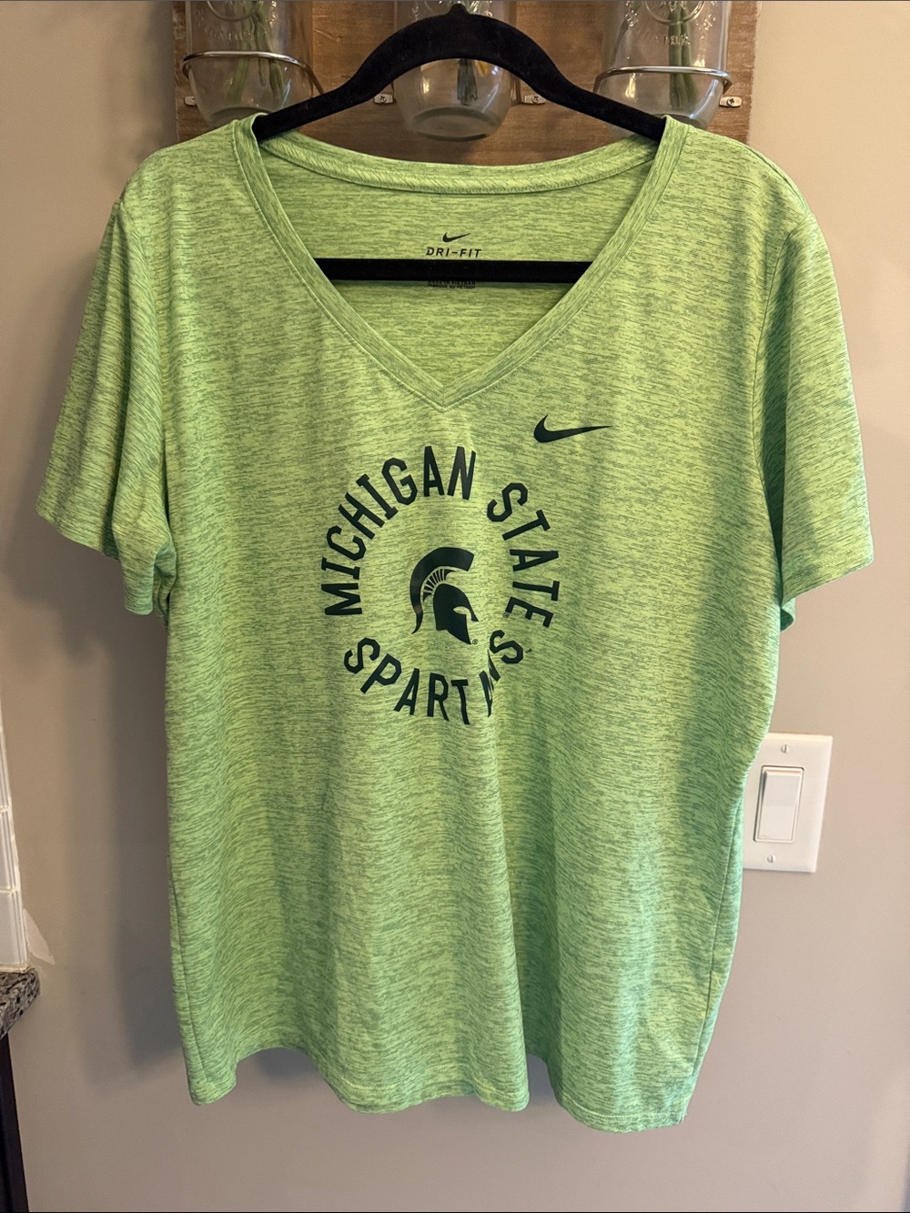 Nike Lime Green Heather Michigan State Spartans V-Neck Tee
